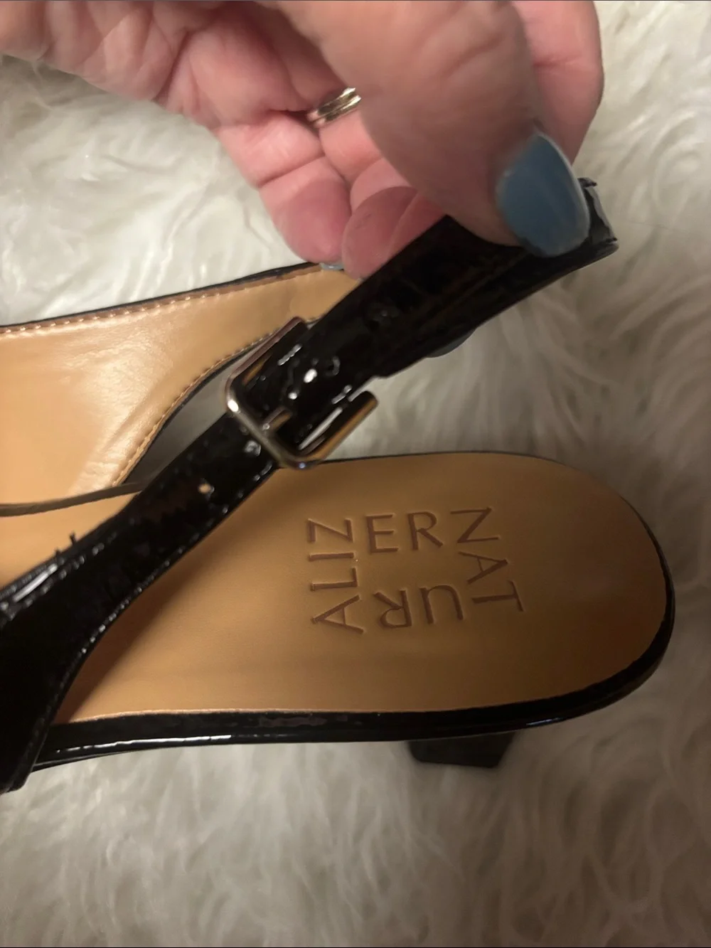 Naturalizer Black Leather Tansy Slingback Pumps Heels Elegant Career Women’s 8